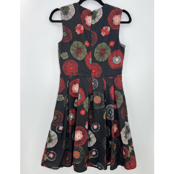 eShakti Graphic Floral Print Crepe Dress Sleeveless Fit & Flare Size Small or 4 - Picture 7 of 8
